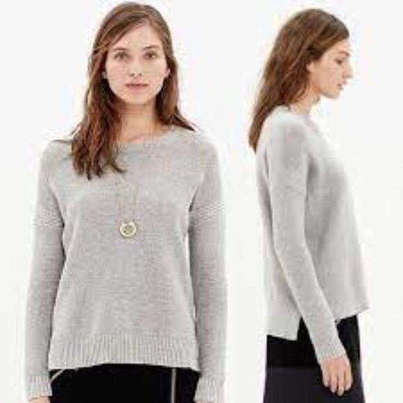 𝅺madewell Grey Long Sleeve Texturework Crewneck Sweater Size L - Picture 1 of 11